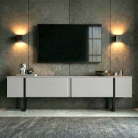 Έπιπλο τηλεόρασης Luxe Megapap χρώμα λευκό - μαύρο 180x30x50εκ.