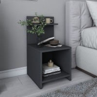 Κομοδίνο Ulman Megapap χρώμα ανθρακί 35x37x72εκ.