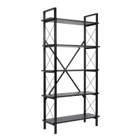 Βιβλιοθήκη Elysian Megapap χρώμα black wood 90x33,5x180εκ.