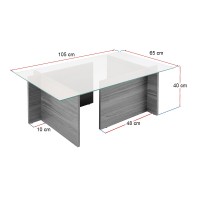 Τραπεζάκι σαλονιού Vetrino Megapap γυάλινο χρώμα travertine 105x65x40εκ.