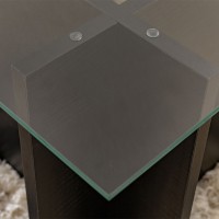 Τραπεζάκι σαλονιού Vetrino Megapap γυάλινο χρώμα black wood 105x65x40εκ.