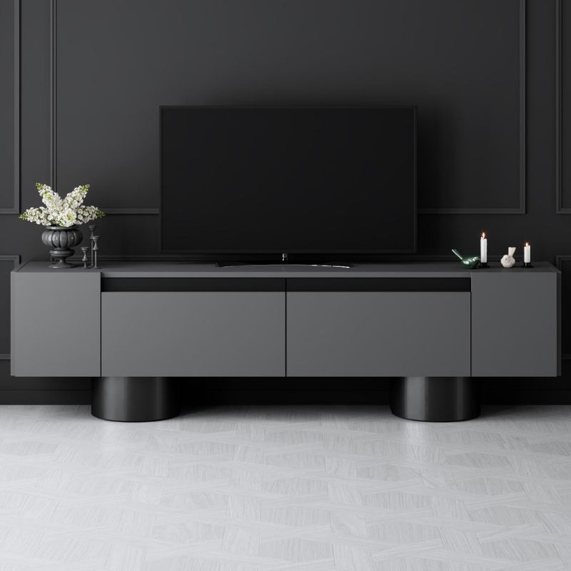 Έπιπλο τηλεόρασης Haven Megapap χρώμα ανθρακί 180x30x50εκ.