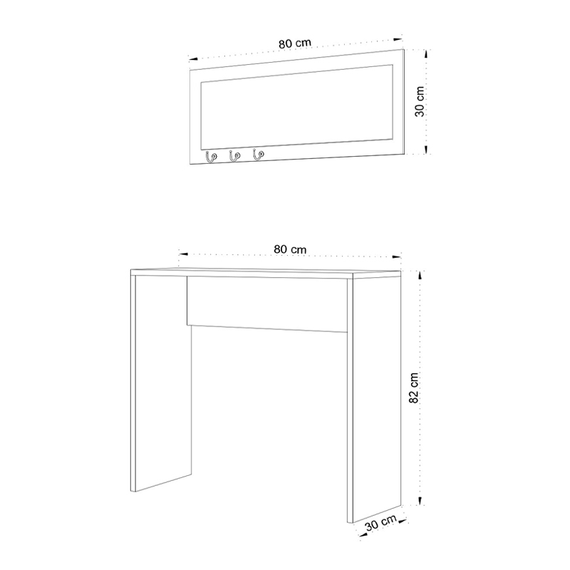 Κονσόλα με καθρέπτη Cosenza Megapap χρώμα oak 80x30x82εκ.