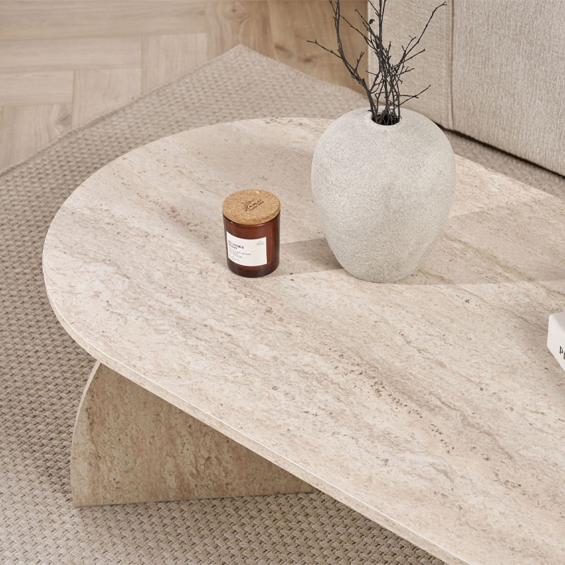 Τραπεζάκι σαλονιού Melina Megapap χρώμα travertine 120x60x40εκ.