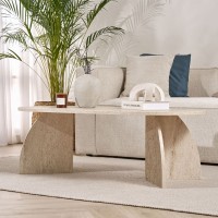 Τραπεζάκι σαλονιού Melina Megapap χρώμα travertine 120x60x40εκ.