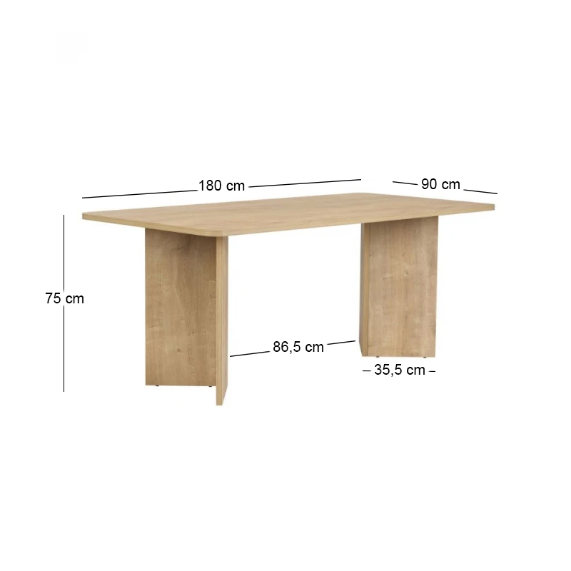 Τραπέζι Linza Megapap χρώμα honey oak 180x90x75εκ.