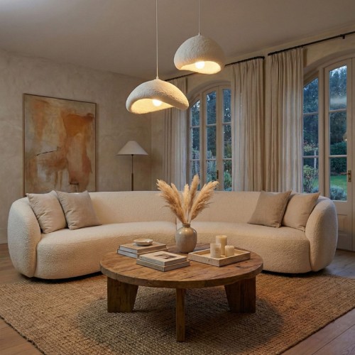 Φωτιστικό οροφής Luna Megapap E27 fiberglass δίφωτο χρώμα λευκό Ø70x115εκ.