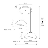 Φωτιστικό οροφής Luna Megapap E27 fiberglass δίφωτο χρώμα λευκό Ø74x115εκ.
