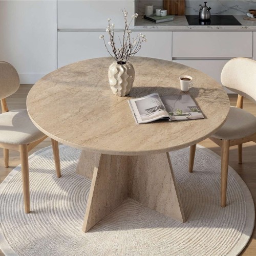 Τραπέζι Virela Megapap χρώμα travertine Ø120x75εκ.