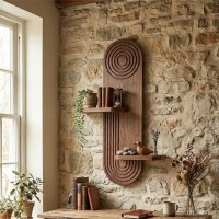 Ραφιέρα τοίχου Artwill Megapap Mdf χρώμα wenge 46x13x70εκ.