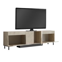Έπιπλο τηλεόρασης Arlen Megapap με Led Rgb χρώμα travertine 180x32x50εκ.