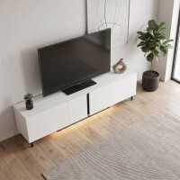 Έπιπλο τηλεόρασης Arlen Megapap με Led Rgb χρώμα λευκό 180x32x50εκ.