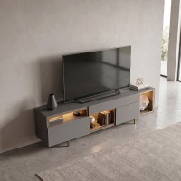 Έπιπλο τηλεόρασης Norm Megapap με Led Rgb χρώμα ανθρακί - χρυσό 180x32x55εκ.