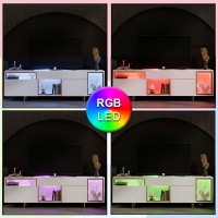 Έπιπλο τηλεόρασης Norm Megapap με Led Rgb χρώμα λευκό - χρυσό 180x32x55εκ.