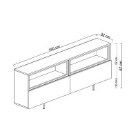Έπιπλο τηλεόρασης Eco Megapap με Led Rgb χρώμα ανθρακί 180x32x67εκ.