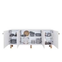 Μπουφές Bohemian Megapap χρώμα λευκό - φυσικό οξιάς 180x40x75εκ.