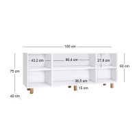 Μπουφές Bohemian Megapap χρώμα λευκό - φυσικό οξιάς 180x40x75εκ.