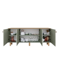 Μπουφές Bohemian Megapap χρώμα πράσινο - φυσικό οξιάς 180x40x75εκ.