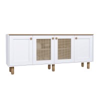 Μπουφές Bohemian Megapap χρώμα λευκό - φυσικό οξιάς 180x40x75εκ.
