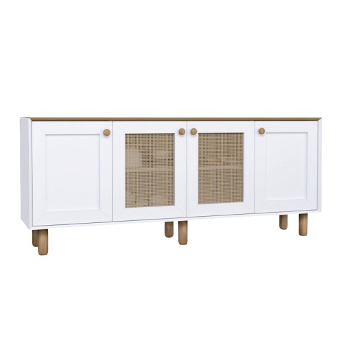 Μπουφές Bohemian Megapap χρώμα λευκό - φυσικό οξιάς 180x40x75εκ.