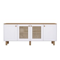 Μπουφές Bohemian Megapap χρώμα λευκό - φυσικό οξιάς 180x40x75εκ.