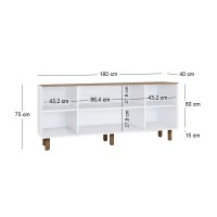 Μπουφές Bohemian Megapap χρώμα λευκό - φυσικό οξιάς 180x40x75εκ.