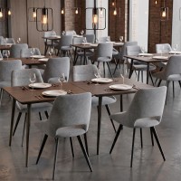 Καρέκλα τραπεζαρίας Firenze Megapap γκρι ύφασμα - μεταλλικό μαύρο πόδι 51x60x81εκ.