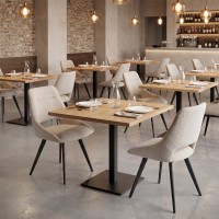 Καρέκλα τραπεζαρίας Firenze Megapap μπεζ ύφασμα - μεταλλικό μαύρο πόδι 51x60x81εκ.