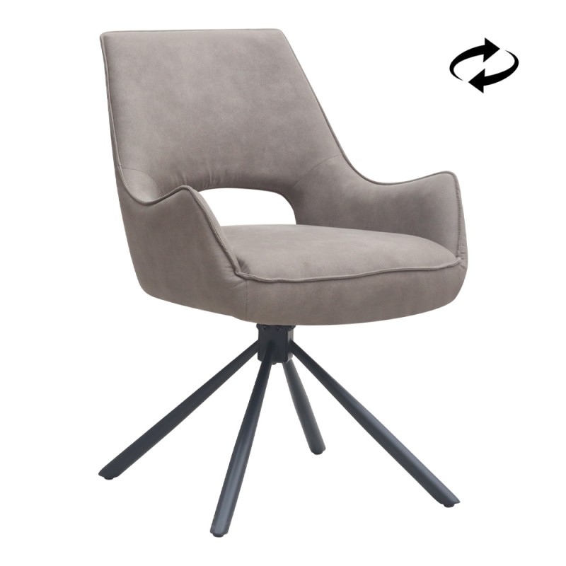 Πολυθρόνα τραπεζαρίας Alessia Megapap περιστρεφόμενη elephant grey ύφασμα - μεταλλικό μαύρο πόδι 58x66x85εκ.