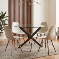 Τραπέζι Aldo Megapap γυαλί - μεταλλικά μαύρα πόδια Ø100x75,5εκ.
