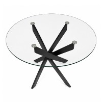 Τραπέζι Aldo Megapap γυαλί - μεταλλικά μαύρα πόδια Ø100x75,5εκ.