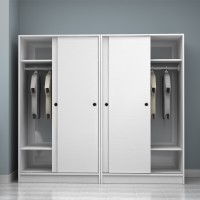 Ντουλάπα ρούχων Regio Megapap τετράφυλλη συρόμενη χρώμα λευκό 200x60x181εκ.