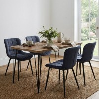 Σετ τραπεζαρία 5τμχ Roger - Chiara Megapap Mdf - ύφασμα χρώμα ακακίας - ανθρακί 120x70x75εκ.