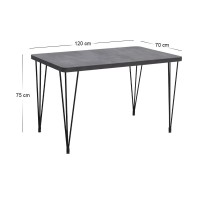 Σετ τραπεζαρία 5τμχ Roger - Chiara Megapap Mdf - ύφασμα χρώμα σκούρο γκρι σκυροδέματος - ανθρακί 120x70x75εκ.