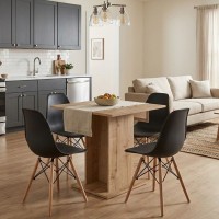 Σετ τραπεζαρία 5τμχ Allos - Nova Megapap χρώμα sapphire oak - μαύρο 75x75x77εκ.