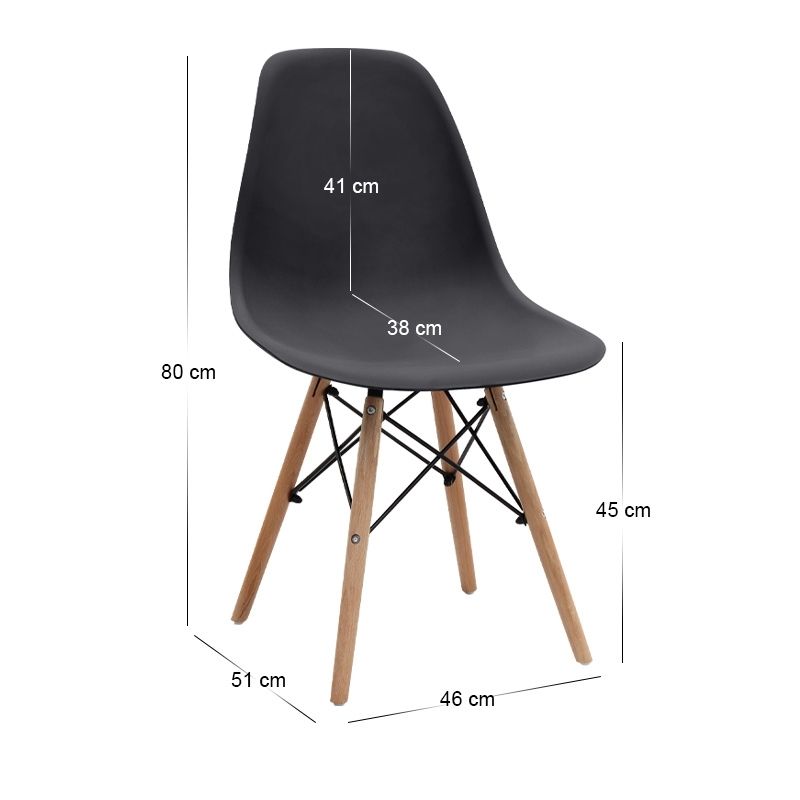 Σετ τραπεζαρία 5τμχ Allos - Nova Megapap χρώμα sapphire oak - μαύρο 75x75x77εκ.