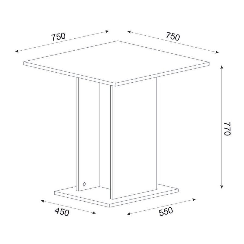 Σετ τραπεζαρία 5τμχ Allos - Rosa Megapap χρώμα sapphire oak - μαύρο/χρωμίου πόδι 75x75x77εκ.
