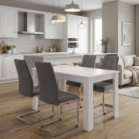 Σετ τραπεζαρία 5τμχ Darlen - Laura Megapap χρώμα λευκό - γκρι 125x72x74εκ.