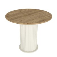 Σετ τραπεζαρία 5τμχ Bohema - Nova Megapap χρώμα ivory/sepet oak - μαύρο Ø90x77,7εκ.