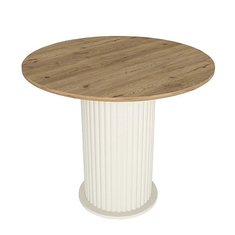 Σετ τραπεζαρία 5τμχ Bohema - Nova Megapap χρώμα ivory/sepet oak - μαύρο Ø90x77,7εκ.