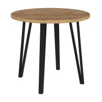 Σετ τραπεζαρία 5τμχ Xana - Nova Megapap χρώμα sepet oak - μαύρο Ø90x77,5εκ.