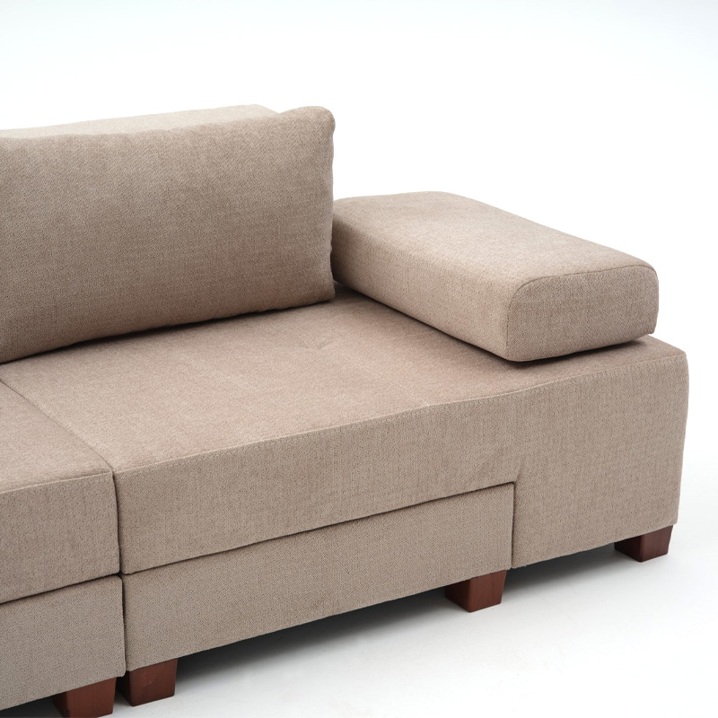 Καναπές - κρεβάτι πολυμορφικός Perenna Megapap τριθέσιος υφασμάτινος χρώμα μπεζ 233x93x83εκ.