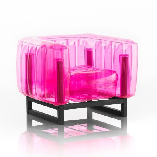 Πολυθρόνα YOMI EKO Οικολογικό TPU Ροζ και Ξύλινος Σκελετός Μαύρο 83x76.5x69.5cm