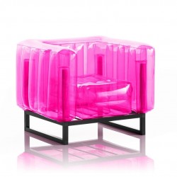 Πολυθρόνα YOMI EKO Οικολογικό TPU Ροζ και Σκελετός Αλουμινίου Μαύρο 83x76.5x69.5cm
