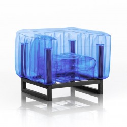 Πολυθρόνα YOMI EKO Οικολογικό TPU Μπλε και Ξύλινος Σκελετός Μαύρο 83x76.5x69.5cm