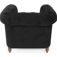 Chesterfield Deluxe Πολυθρόνα Βελούδο Μαύρο CHES100 94x86x80cm