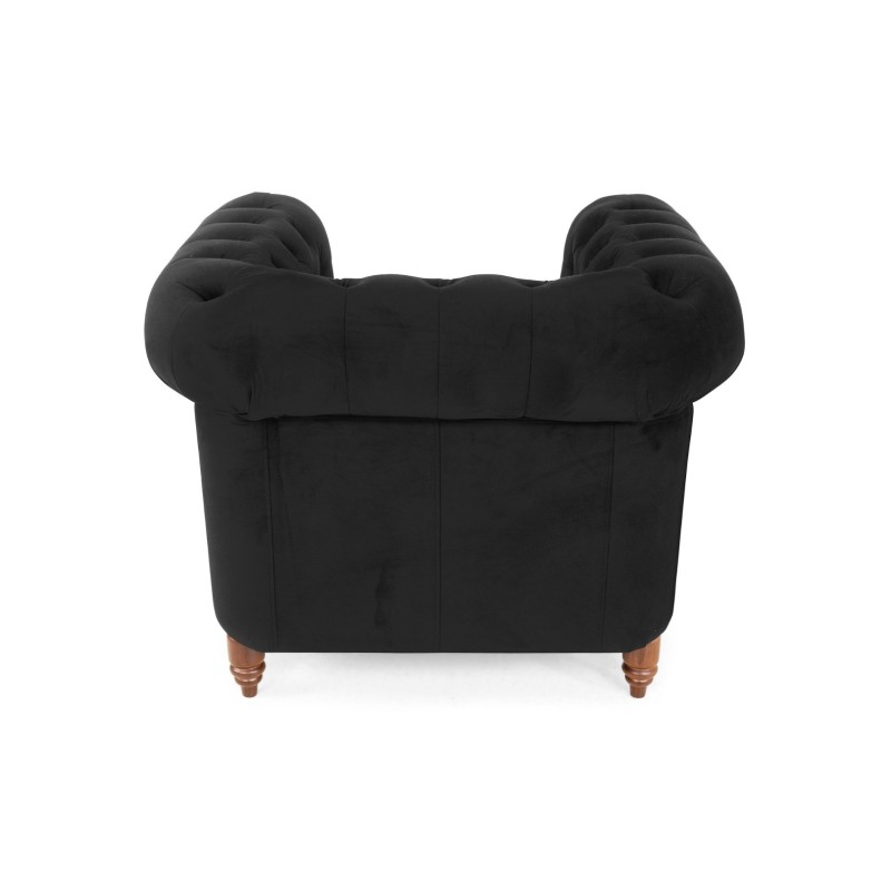 Chesterfield Deluxe Πολυθρόνα Βελούδο Μαύρο CHES100 94x86x80cm