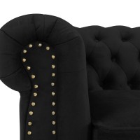 Chesterfield Deluxe Πολυθρόνα Βελούδο Μαύρο CHES100 94x86x80cm