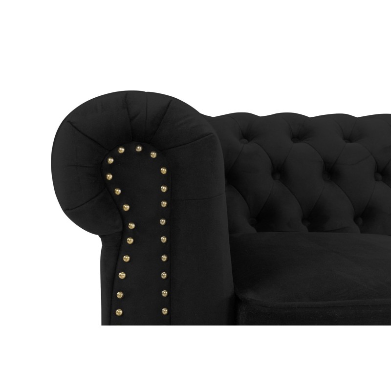 Chesterfield Deluxe Πολυθρόνα Βελούδο Μαύρο CHES100 94x86x80cm