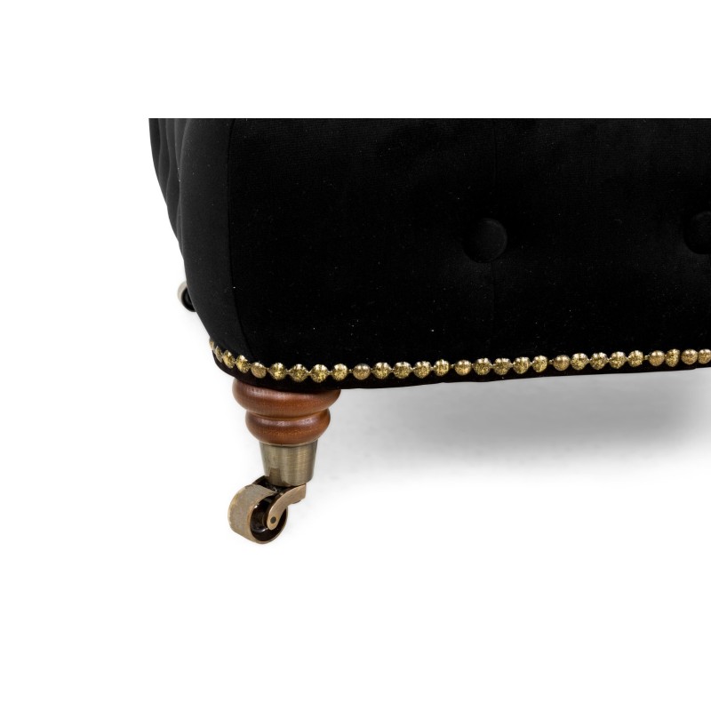 Chesterfield Deluxe Πολυθρόνα Βελούδο Μαύρο CHES100 94x86x80cm